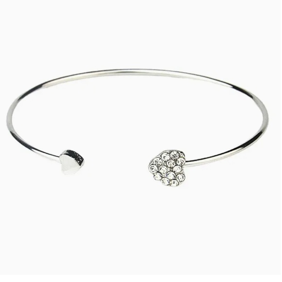 2 for $12 Adjustable Love Heart Silver and Gold-tone Bangle Bracelets - Picture 10 of 13